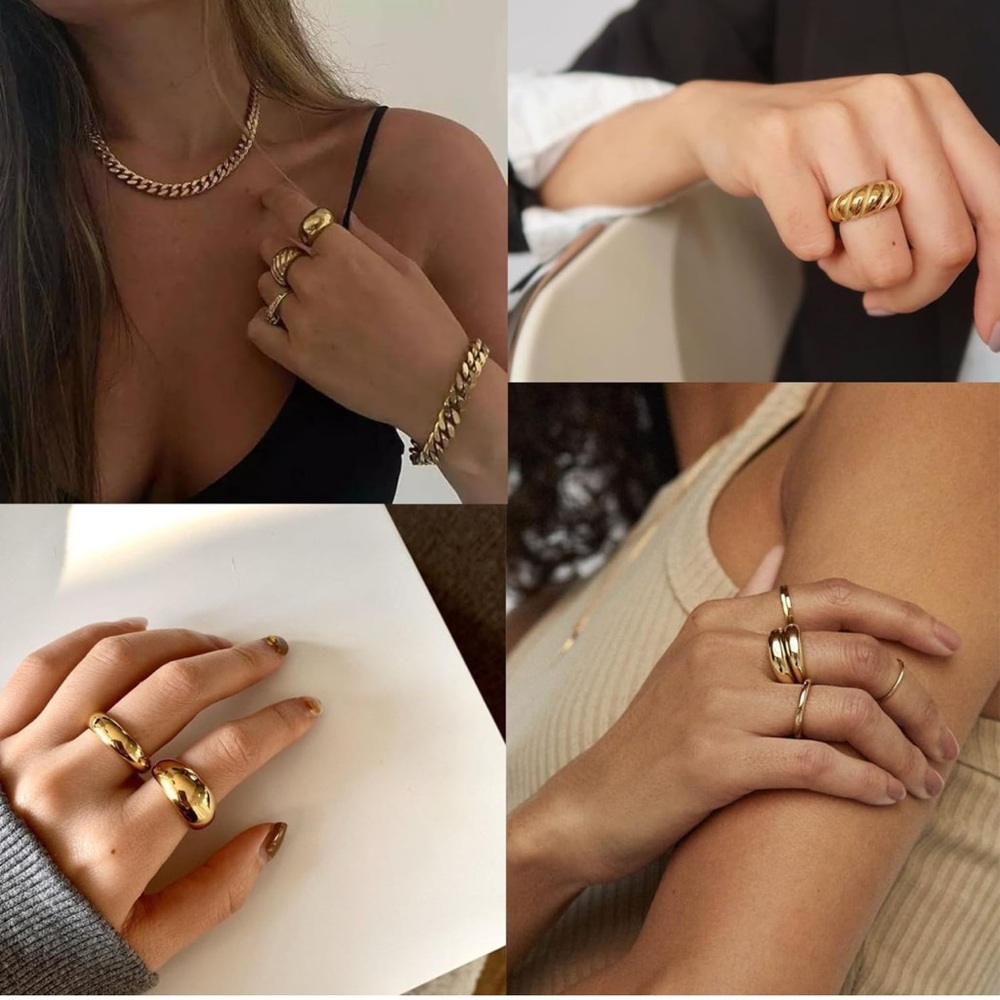 12Pcs Gold Stackable Rings Set, 18K Gold Plated Open Stacking Knuckle Ri… - Picture 5 of 8
